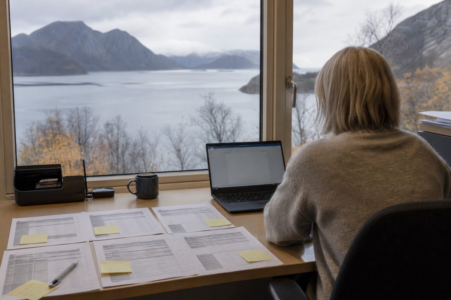 Et kontor i en liten kommune i Nordland.
